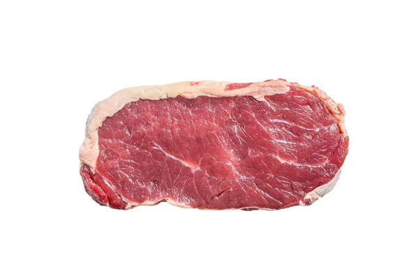 Striploin Steak Oder Rohe Streifen New York Isoliert Auf Weißem — Stockfoto