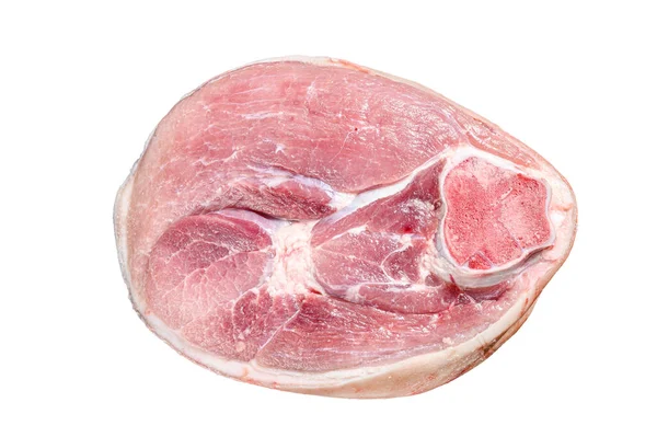 Fatia Costeleta Porco Crua Perna Carne Fresca Quinta Isolado Sobre — Fotografia de Stock