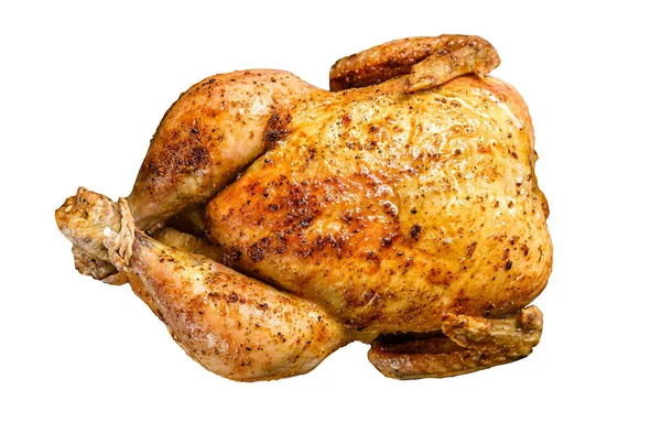 Grillowany Pieczony Cały Kurczak Izolacja Białym Tle — Zdjęcie stockowe