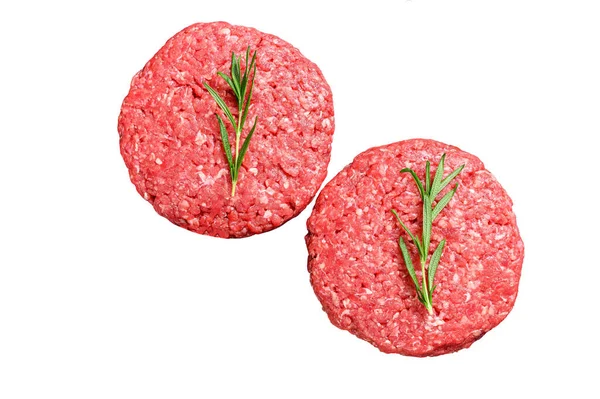 Patty Mielonego Mięsa Hamburgera Izolacja Białym Tle — Zdjęcie stockowe
