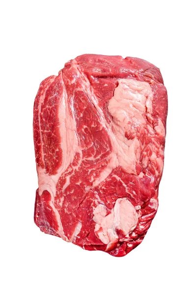 Carne Crua Fresca Prime Black Angus Chuck Roll Steak Isolado — Fotografia de Stock