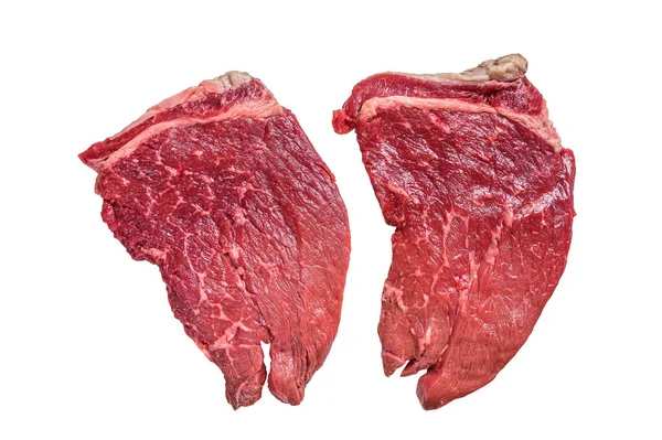 Daging Segar Mentah Steak Bulat Terisolasi Pada Latar Belakang Putih — Stok Foto