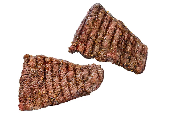 Baharatlı Izgara Biftek Barbekü Bifteği Beyaz Arkaplanda Izole — Stok fotoğraf
