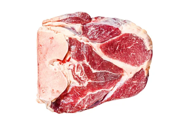 Raw Fresh Cross Cut Beef Shank Leg Isolated White Background — Stock Photo, Image