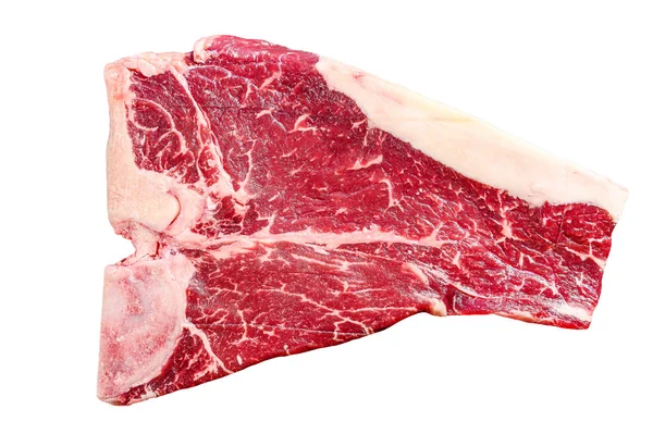 Steak Bone Cru Épais Isolé Sur Fond Blanc — Photo