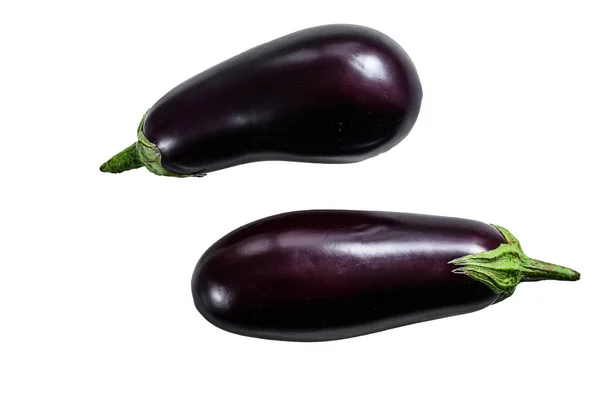 Сырые Фиолетовые Баклажаны Органические Овощи Изолированный Белом Фоне — стоковое фото