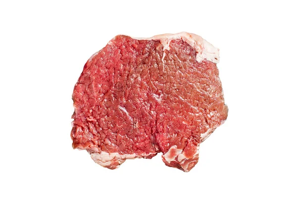 Taş Bir Tahtanın Üzerinde Biftek Var Beyaz Arkaplanda Izole — Stok fotoğraf