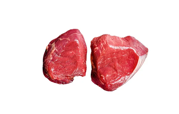 Bifes Carne Crua Prime Black Angus Tenderloin Isolado Sobre Fundo — Fotografia de Stock