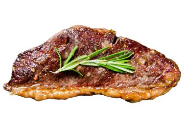 Biftek ve siyah Angus rostosu. Beyaz arkaplanda izole