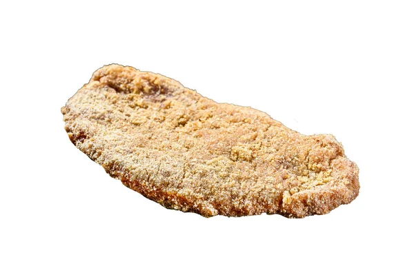 Homemade Raw Breaded German Weiner Schnitzel Isolated White Background — Stock Photo, Image