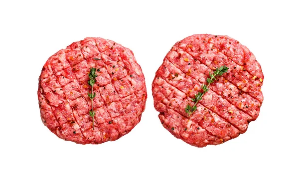 Recept Márványos Marhahúsos Hamburgerekhez Szeletekhez Fehér Alapon Elszigetelve — Stock Fotó