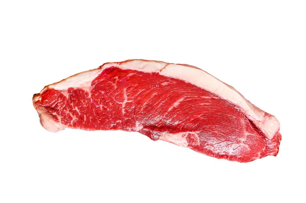 Roh Marmoriertes Rindersteak Schwarzes Angusfleisch Isoliert Auf Weißem Hintergrund — Stockfoto