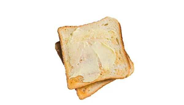 Broodjes Toast Met Boter Houten Plank Geïsoleerd Witte Achtergrond — Stockfoto