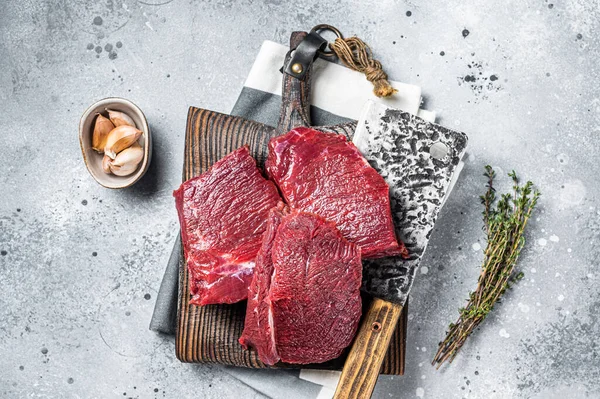 Raw Venison Dear Meat Butcher Cutting Board Game Meat Gray — Foto de Stock