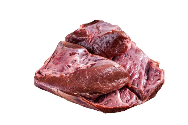 테이블에 쇠고기 익지않는 심장을 자르십시오 고품질 Isolate — 스톡 사진