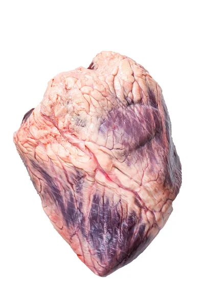 Beef Veal Raw Heart Butcher Table High Quality Isolate White — Stock Photo, Image