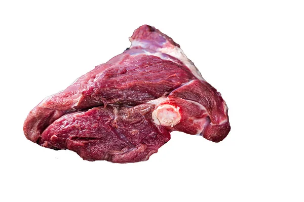 Raw Lamb Mutton Thigh Butcher Table High Quality Isolate White — Stock Photo, Image