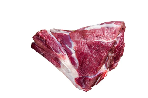 生羊肉羊肉大腿放在肉桌上 高质量的隔离 白色背景 — 图库照片