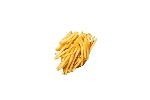Leckere Pommes Frites Auf Holzschneidebrett Hohe Qualität Isolierter Weißer Hintergrund — Stockfoto