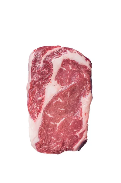 Revbensspjäll Nötkött Marmorerat Kött Slaktarbordet Hög Kvalitet Isolera Vit Bakgrund — Stockfoto