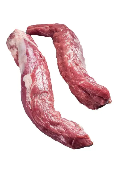 Surowe Mięso Filetowe Polędwicy Wieprzowej Wysokiej Jakości Izolat Białe Tło — Zdjęcie stockowe