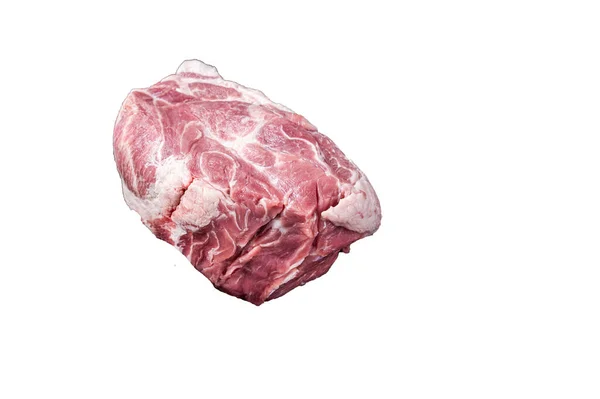 Peça Carne Crua Pescoço Porco Para Bife Chop Bandeja Madeira — Fotografia de Stock
