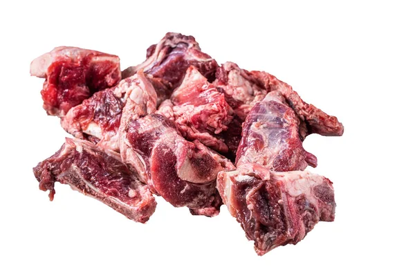 Stufato Carne Agnello Crudo Tagliato Con Osso Isolato Alta Qualità — Foto Stock