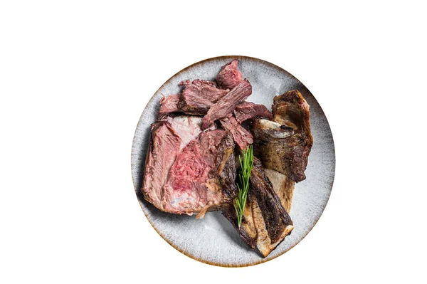Carne Asada Ternera Costillas Cortas Plato Con Romero Aislamiento Alta —  Fotos de Stock