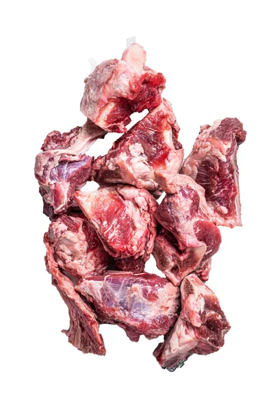 Stufato Carne Agnello Crudo Tagliato Con Osso Isolato Alta Qualità — Foto Stock