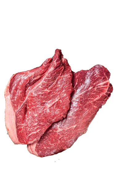 Bifes Vitela Carne Crua Com Especiarias Talho Alta Qualidade Isolado — Fotografia de Stock
