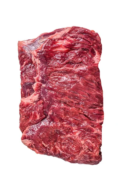 Rauw Stuk Marmeren Runderbraadvlees Hoge Kwaliteit Isolate Witte Achtergrond — Stockfoto