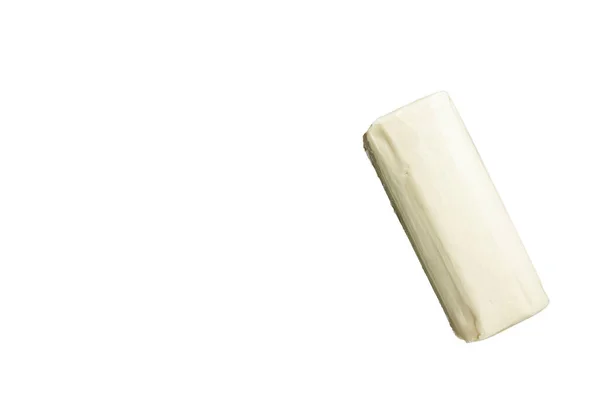 Boter Verspreid Blok Een Houten Plank Hoge Kwaliteit Isolate Witte — Stockfoto
