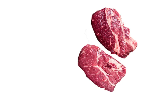 Syrový Hovězí Steak Chuckových Očí Řeznickém Stole Vysoce Kvalitní Izolovat — Stock fotografie