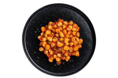 Domates soslu Gnocchi patates makarnası. İzole edilmiş, beyaz arka plan. Üst görünüm