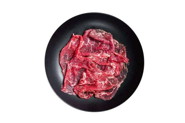 Marbled Beef Meat Carpaccio Isolated White Background Top View — Stock Photo, Image