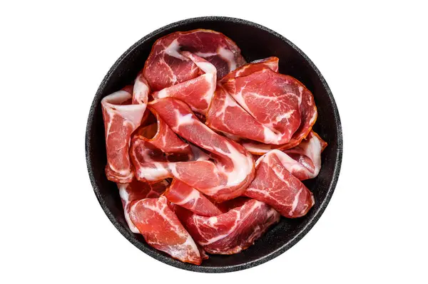 Coppa Capocollo Capicollo Mięso Popularne Włoskie Antipasto Żywności Izolacja Białe — Zdjęcie stockowe