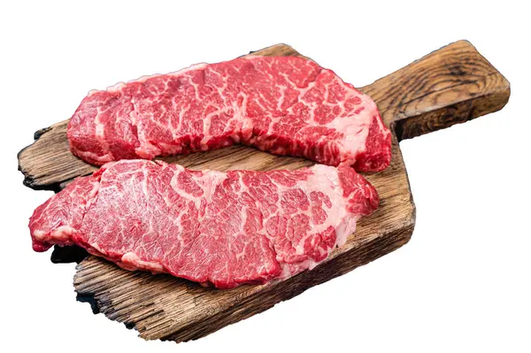 Alternativní Hovězí Steak Denver Syrový Masový Steak Dřevěné Desce Izolované — Stock fotografie
