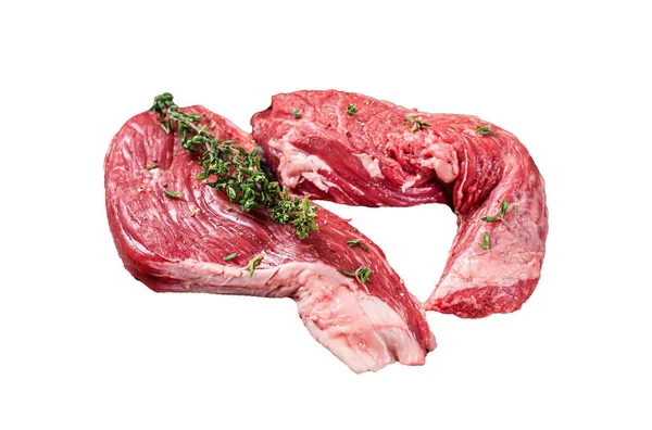 Syrový Roštěnec Nebo Bavorský Steak Syrového Hovězího Masa Dřevěné Řezbářské — Stock fotografie