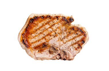 Barbekü, kızarmış domuz eti, biftek ve biftek. İzole, beyaz arkaplan