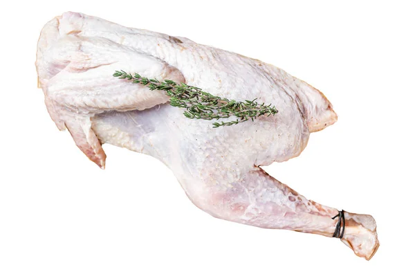 Frische Rohe Guineafeule Perlhuhn Mit Kartoffeln Wildvogel Isolierter Weißer Hintergrund — Stockfoto