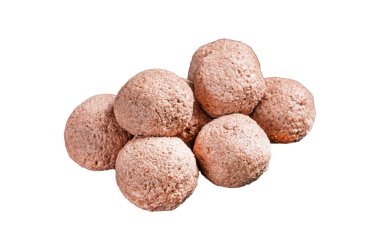 Bitki temelli kekikli etten çiğ vejetaryen köfteler. İzole, beyaz arkaplan