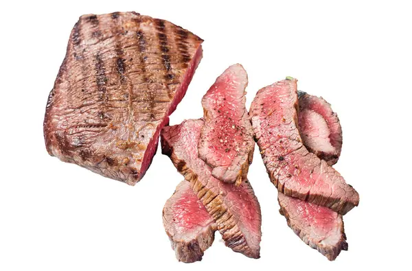Pečené Plátky Křídle Nebo Flap Steak Řeznictví Tymiánem Růžovou Solí — Stock fotografie