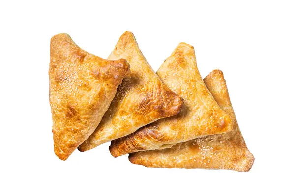 Samosa, Samsa eti dolgulu oryantal turta. İzole, beyaz arkaplan