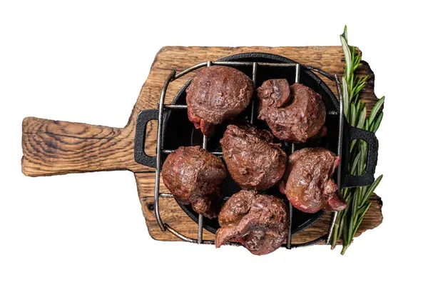 烤牛肉小牛肉肾 小牛肉烤肉 孤立的白色背景 — 图库照片