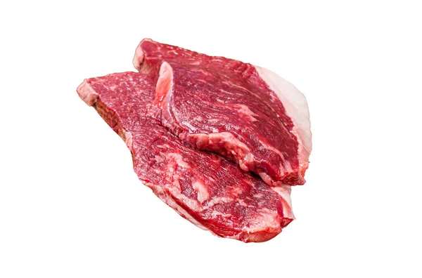 Bifteck Cru Viande Bœuf Croupe Freah Dans Une Assiette Avec — Photo