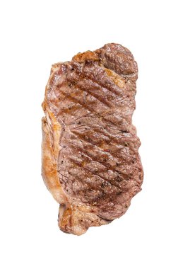 New York usulü ızgara biftek. İzole, beyaz arkaplan