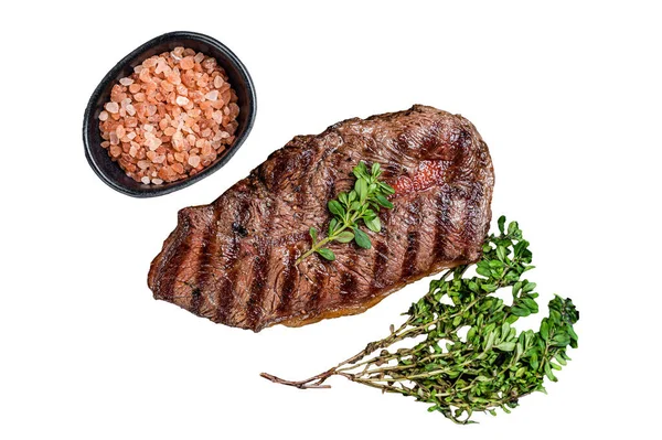 BBQ roasted Shoulder Top Blade or Australia wagyu oyster blade beef steak. Isolated, white background