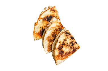 Tavuk, paprika, peynir ve kişniş soslu Meksika quesadilla 'sı.