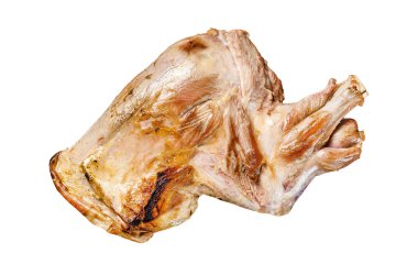 Bütün kuzu omzu kızarmıştı. Beyaz arkaplanda izole edilmiş, Üst görünüm