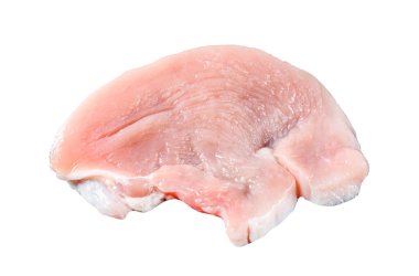 Çiğ hindi bifteği. Organik kümes hayvanları. Beyaz arka planda izole edilmiş. Üst görünüm